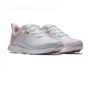 FOOTJOY WOMEN'S PROLITE SPIKELESS LACED GOLF SHOES - WHITE/PINK